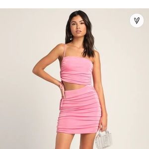 Lulus pink dress one shoulder